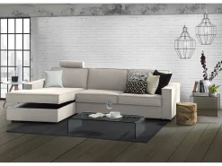 Sofá fixo Dlovis, Sofá de canto, 100% Fabricado na Itália, Sofá da sala com, Península esquerda, com braços finos, Cm 260x95h90, Taupe*Talamo Italia Sale