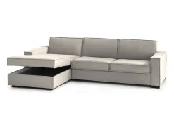 Sofá fixo Dlovis, Sofá de canto, 100% Fabricado na Itália, Sofá da sala com, Península esquerda, com braços finos, Cm 260x95h90, Taupe*Talamo Italia Sale