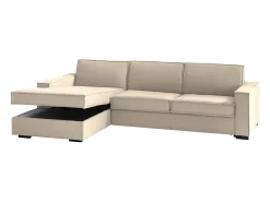 Sofá fixo Dlovis, Sofá de canto, 100% Fabricado na Itália, Sofá da sala com, Península esquerda, com braços finos, Cm 260x95h90,^Talamo Italia