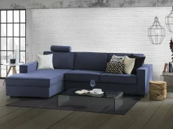 Best Sofá fixo Dlovis, Sofá de canto, 100% Fabricado na Itália, Sofá da sala com península esquerda, com braços finos, 260x95h90 cm, Sofá