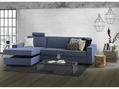 Best Sofá fixo Dlovis, Sofá de canto, 100% Fabricado na Itália, Sofá da sala com península esquerda, com braços finos, 260x95h90 cm, Sofá