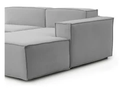 Talamo Italia Sofá*Sofá fixo Dmaiol, sofá modular de 4 lugares com península direita, 100% Fabricado na Itália, Sofá de tecido moderno, 340x170h70 cm, Cinza Cinzento