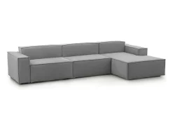 Talamo Italia Sofá*Sofá fixo Dmaiol, sofá modular de 4 lugares com península direita, 100% Fabricado na Itália, Sofá de tecido moderno, 340x170h70 cm, Cinza Cinzento