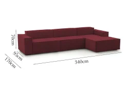 Hot Sofá fixo Dmaiol, sofá modular de 4 lugares com península direita, 100% Fabricado na Itália, Sofá de tecido moderno, 340x170h70 cm, Sofá