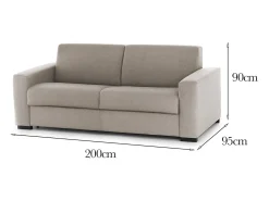 Talamo Italia Sofá*Sofá fixo Dmarchi, Sofá grande de 2 lugares, 100% Fabricado na Itália, Sofá da sala em tecido acolchoado, com braços padrão, 200x95h90 cm, Taupe Cinzento