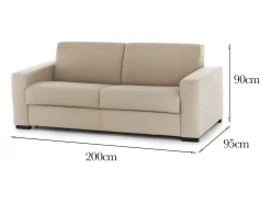 Clearance Sofá fixo Dmarchi, Sofá grande de 2 lugares, 100% Fabricado na Itália, Sofá da sala em tecido acolchoado, com braços padrão, 200x95h90 cm, Sofá
