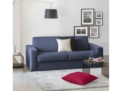 Talamo Italia Sofá*Sofá fixo Dmazzon, sofá de 2 lugares, 100% Fabricado na Itália, Sofá da sala, em tecido acolchoado, com braços finos, 160x95h90 cm, Azul