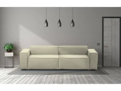 New Sofá fixo Dmelucc, sofá modular linear de 3 lugares, 100% Fabricado na Itália, Sofá moderno para sala em tecido, 260x95h70 cm, Sofá