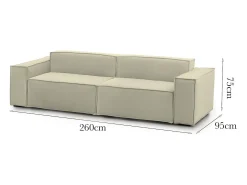 New Sofá fixo Dmelucc, sofá modular linear de 3 lugares, 100% Fabricado na Itália, Sofá moderno para sala em tecido, 260x95h70 cm, Sofá