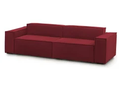 Talamo Italia Sofá*Sofá fixo Dmelucc, sofá modular linear de 3 lugares, 100% Fabricado na Itália, Sofá moderno para sala em tecido, 260x95h70 cm, Vermelho