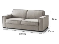 Best Sofá fixo Dmene, Sofá grande de 2 lugares, 100% Fabricado na Itália, Sofá da sala em tecido, com braços finos, Cm 180x95h90, Taupe Sofá