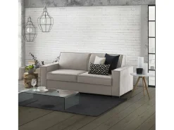Best Sofá fixo Dmene, Sofá grande de 2 lugares, 100% Fabricado na Itália, Sofá da sala em tecido, com braços finos, Cm 180x95h90, Taupe Sofá