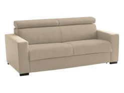 Talamo Italia Sofá*Sofá fixo Dmicel, ofá de 3 lugare, 100% Fabricado na Itália, Sofá da ala, em tecido acolchoado, com apoio de cabeça ajutávei â€<â€<e braço fino, 200x95h85 cm, Bege