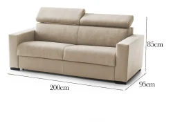 Talamo Italia Sofá*Sofá fixo Dmicel, ofá de 3 lugare, 100% Fabricado na Itália, Sofá da ala, em tecido acolchoado, com apoio de cabeça ajutávei â€<â€<e braço fino, 200x95h85 cm, Bege