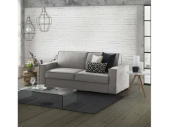 Talamo Italia Sofá*Sofá fixo Dospin, sofá de 3 lugares, 100% Fabricado na Itália, Sofá da sala em tecido, com braços padrão, 220x95h90 cm, Cinza Cinzento