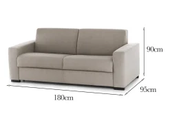 Outlet Sofá fixo Dpalett, sofá de 2 lugares, 100% Fabricado na Itália, Sofá da sala em tecido acolchoado, com braços padrão, 180x95h90 cm, Taupe Sofá