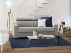 Hot Sofá fixo Dpanad, ofá de 2 lugare, 100% Fabricado na Itália, Sofá da ala, em tecido acolchoado, com apoio de cabeça ajutávei â€<â€<e braço fino, 180x95h85 cm, Cinza Sofá