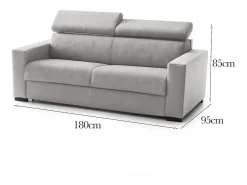 Hot Sofá fixo Dpanad, ofá de 2 lugare, 100% Fabricado na Itália, Sofá da ala, em tecido acolchoado, com apoio de cabeça ajutávei â€<â€<e braço fino, 180x95h85 cm, Cinza Sofá