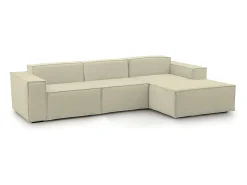 Talamo Italia Sofá*Sofá fixo Giovanna, sofá modular de 3 lugares com península direita, 100% Made in Italy, Sofá de tecido moderno, 300x170h70 cm, Bege