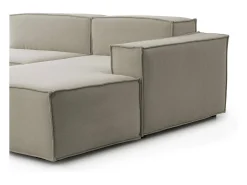 Talamo Italia Sofá*Sofá fixo Giovanna, sofá modular de 3 lugares com península direita, 100% Made in Italy, Sofá de tecido moderno, 300x170h70 cm, Taupe Cinzento