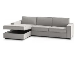 Talamo Italia Sofá*Sofá fixo Grazia, Sofá de canto, 100% Fabricado na Itália, Sofá da sala com, Península contêiner esquerda, com braços padrão, 280x95h90 cm, Cinza Cinzento