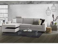 Talamo Italia Sofá*Sofá fixo Grazia, Sofá de canto, 100% Fabricado na Itália, Sofá da sala com, Península contêiner esquerda, com braços padrão, 280x95h90 cm, Cinza Cinzento