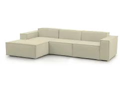 Clearance Sofá fixo Jessica, sofá modular de 3 lugares com península esquerda, 100% Fabricado na Itália, Sofá de tecido moderno, 300x170h70 cm, Sofá