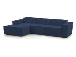Talamo Italia Sofá*Sofá fixo Jessica, sofá modular de 3 lugares com península esquerda, 100% Fabricado na Itália, Sofá de tecido moderno, 300x170h70 cm, Azul