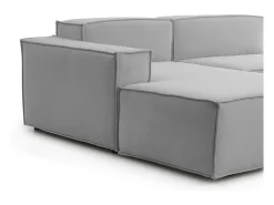 Talamo Italia Sofá*Sofá fixo Jessica, sofá modular de 3 lugares com península esquerda, 100% Fabricado na Itália, Sofá de tecido moderno, 300x170h70 cm, Cinza Cinzento