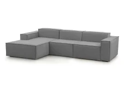Talamo Italia Sofá*Sofá fixo Jessica, sofá modular de 3 lugares com península esquerda, 100% Fabricado na Itália, Sofá de tecido moderno, 300x170h70 cm, Cinza Cinzento