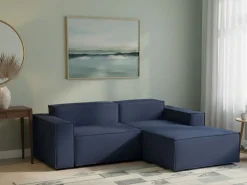 Discount Sofá fixo Lidia, Sofá modular grande de 2 lugares com península direita, 100% Fabricado na Itália, Sofá de tecido moderno, 240x170h70 cm, Sofá