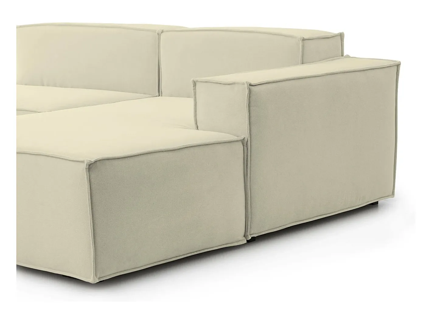 Talamo Italia Sofá*Sofá fixo Lidia, Sofá modular grande de 2 lugares com península direita, 100% Fabricado na Itália, Sofá de tecido moderno, 240x170h70 cm, Bege