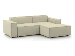Talamo Italia Sofá*Sofá fixo Lidia, Sofá modular grande de 2 lugares com península direita, 100% Fabricado na Itália, Sofá de tecido moderno, 240x170h70 cm, Bege