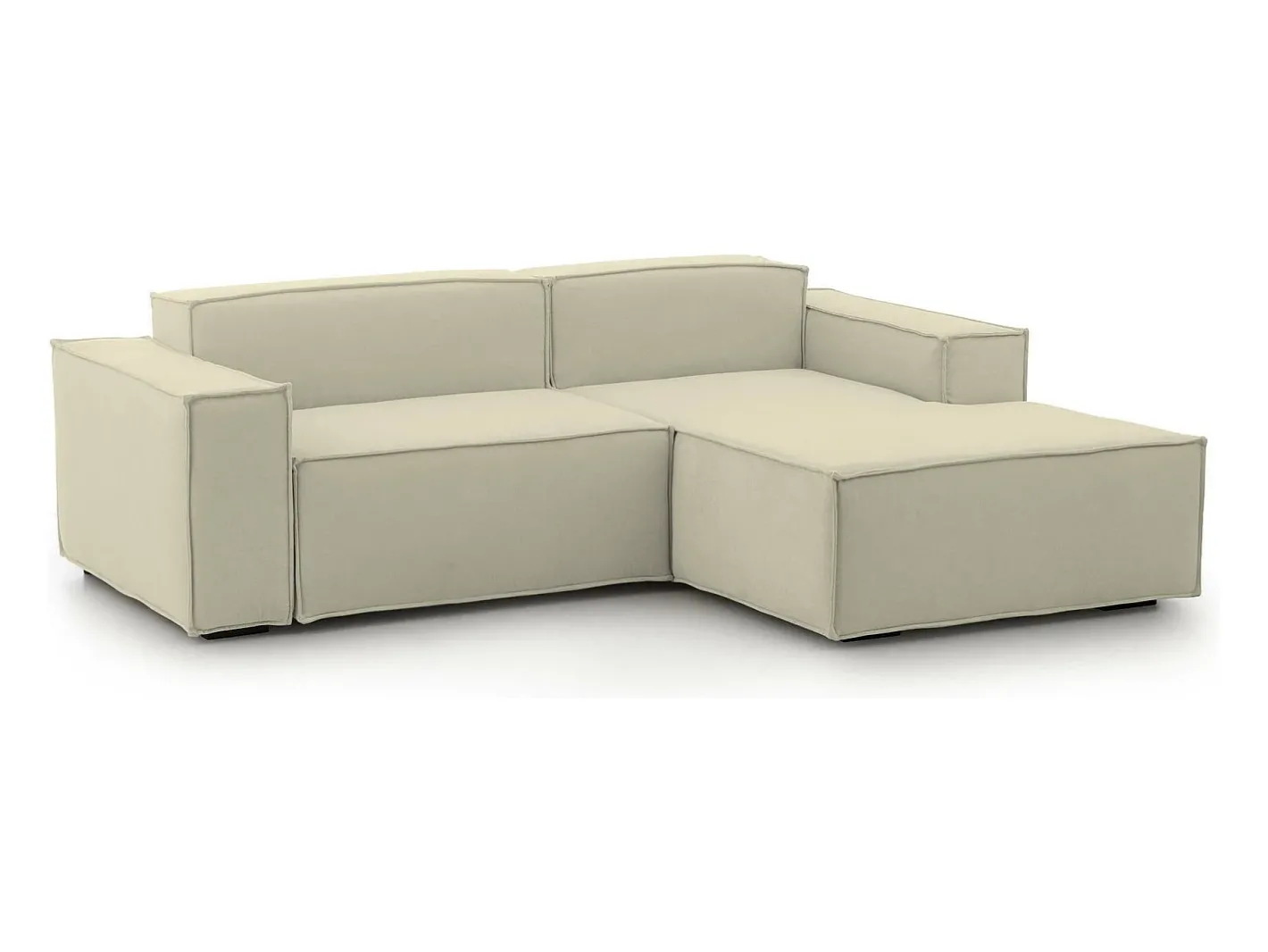 Talamo Italia Sofá*Sofá fixo Lidia, Sofá modular grande de 2 lugares com península direita, 100% Fabricado na Itália, Sofá de tecido moderno, 240x170h70 cm, Bege
