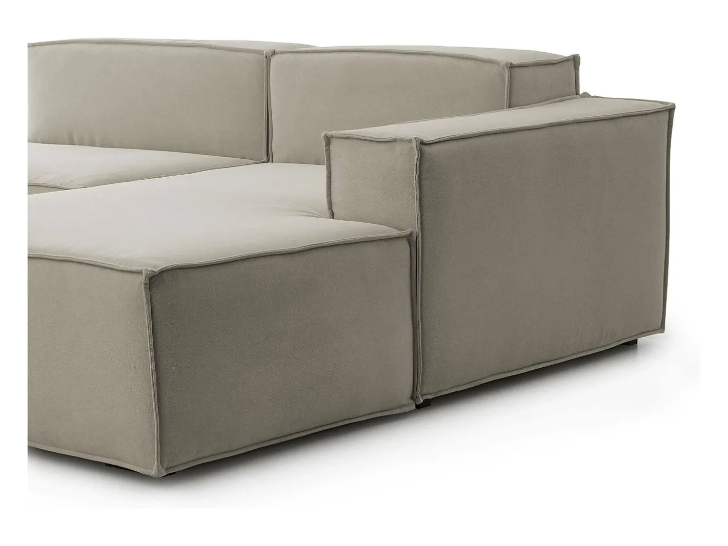 Talamo Italia Sofá*Sofá fixo Lidia, Sofá modular grande de 2 lugares com península direita, 100% Fabricado na Itália, Sofá de tecido moderno, 240x170h70 cm, Taupe Cinzento