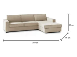Talamo Italia Sofá*Sofá fixo Maia, Sofá de canto, 100% Fabricado na Itália, Sofá da sala com, Península direita, com braços finos, Cm 260x95h90, Bege