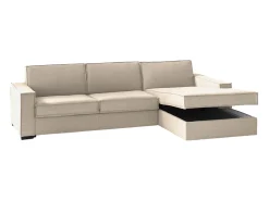 Talamo Italia Sofá*Sofá fixo Maia, Sofá de canto, 100% Fabricado na Itália, Sofá da sala com, Península direita, com braços finos, Cm 260x95h90, Bege