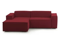 Talamo Italia Sofá*Sofá fixo Nadia, sofá modular de 2 lugares com península esquerda, 100% Fabricado na Itália, Sofá de tecido moderno, 220x170h70 cm, Vermelho