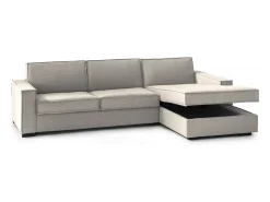 Sofá fixo Nami, Sofá de canto, 100% Fabricado na Itália, Sofá da sala com península direita, com braços padrão, 280x95h90 cm, Taupe^Talamo Italia Clearance