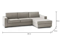 Sofá fixo Nami, Sofá de canto, 100% Fabricado na Itália, Sofá da sala com península direita, com braços padrão, 280x95h90 cm, Taupe^Talamo Italia Clearance
