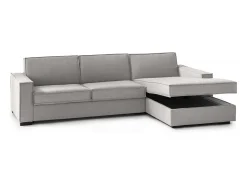 Talamo Italia Sofá*Sofá fixo Nami, Sofá de canto, 100% Fabricado na Itália, Sofá da sala com península de armazenamento à direita, com braços padrão, 280x95h90 cm, Cinza Cinzento