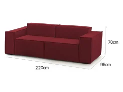 Sofá fixo Paola, sofá modular linear de 2 lugares, 100% Fabricado na Itália, Sofá moderno para sala em tecido, 220x95h70 cm,^Talamo Italia Outlet