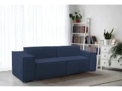 Talamo Italia Sofá*Sofá fixo Paola, sofá modular linear de 2 lugares, 100% Fabricado na Itália, Sofá moderno para sala em tecido, 220x95h70 cm, Azul