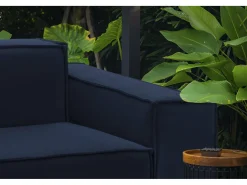 Talamo Italia Sofá*Sofá fixo Paola, sofá modular linear de 2 lugares, 100% Fabricado na Itália, Sofá moderno para sala em tecido, 220x95h70 cm, Azul