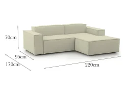 Sofá fixo Patrizia, sofá modular de 2 lugares com península direita, 100% Fabricado na Itália, Sofá de tecido moderno, 220x170h70 cm,*Talamo Italia Sale
