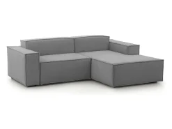 Sofá fixo Patrizia, sofá modular de 2 lugares com península direita, 100% Fabricado na Itália, Sofá de tecido moderno, 220x170h70 cm, Cinza^Talamo Italia Outlet