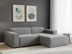 Sofá fixo Patrizia, sofá modular de 2 lugares com península direita, 100% Fabricado na Itália, Sofá de tecido moderno, 220x170h70 cm, Cinza^Talamo Italia Outlet