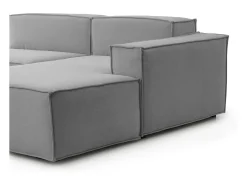 Sofá fixo Patrizia, sofá modular de 2 lugares com península direita, 100% Fabricado na Itália, Sofá de tecido moderno, 220x170h70 cm, Cinza^Talamo Italia Outlet