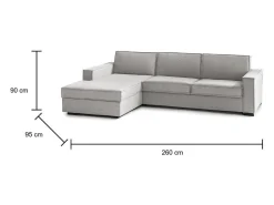 Sofá fixo Perla, Sofá de canto, 100% Fabricado na Itália, Sofá da sala com, Península esquerda, com braços finos, 260x95h90 cm, Cinza^Talamo Italia Sale