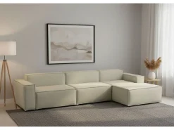 New Sofá fixo Raffaella, sofá modular de 4 lugares com península direita, 100% Fabricado na Itália, Sofá de tecido moderno, 340x170h70 cm, Sofá